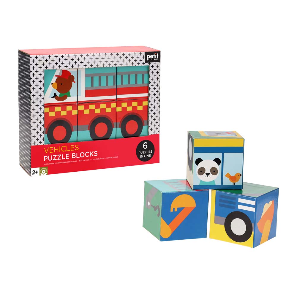 Petit Collage Vehicles Puzzle Blocks