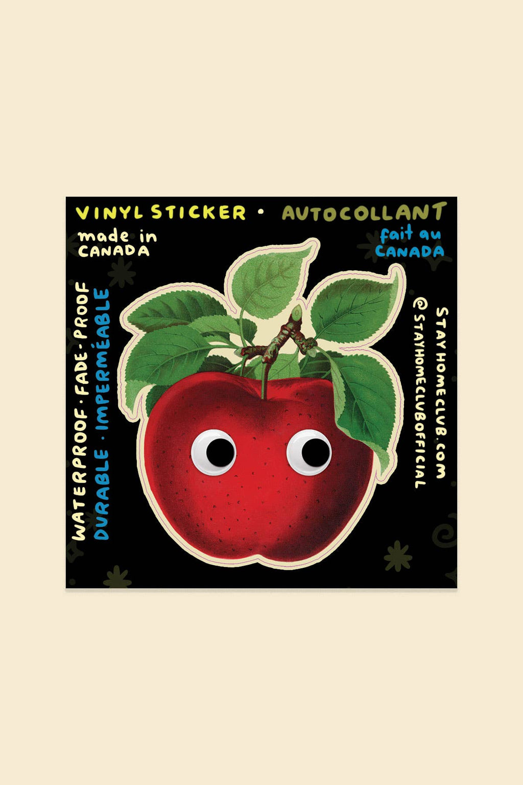 Googly Apple Sticker | Waterproof Vinyl Sticker
