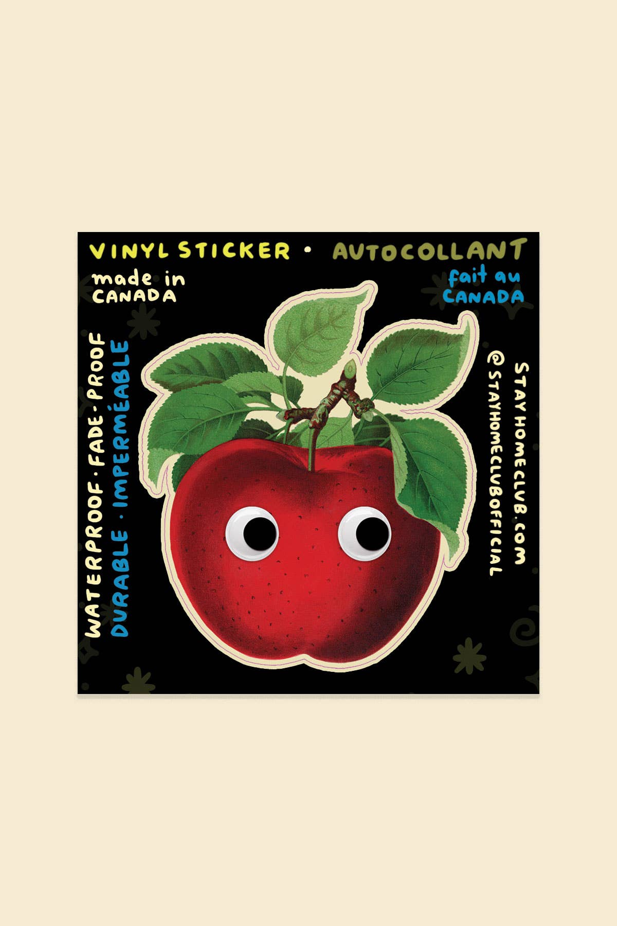 Googly Apple Sticker | Waterproof Vinyl Sticker