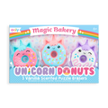 OOLY Magic Bakery Unicorn Donuts Vanilla Scented Puzzle Erasers Set of 3
