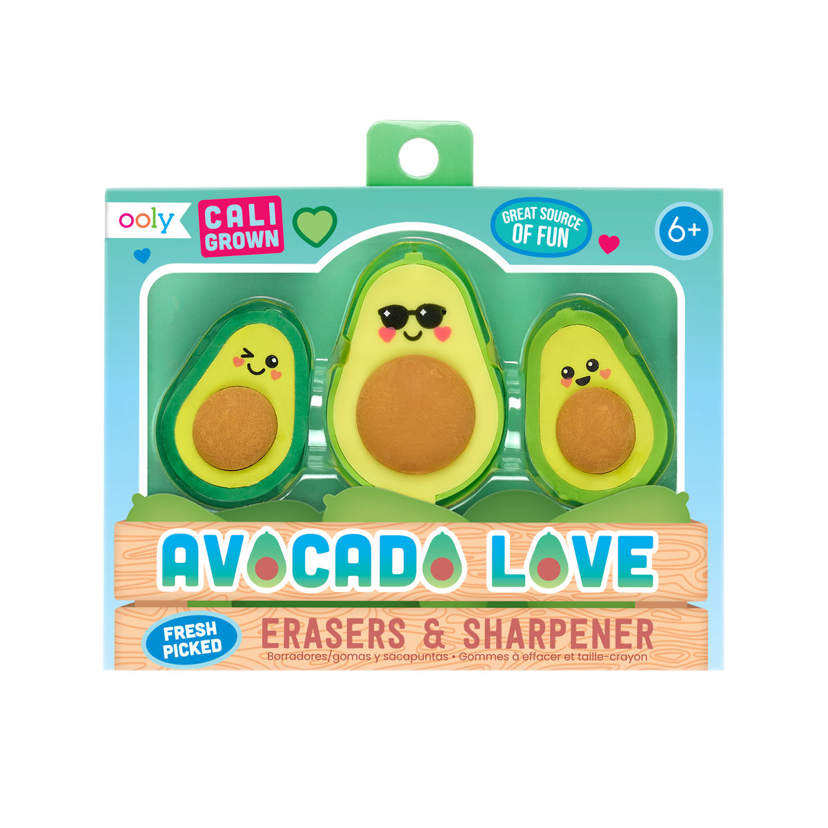 OOLY Avocado Love Eraser and Sharpener Set of 3