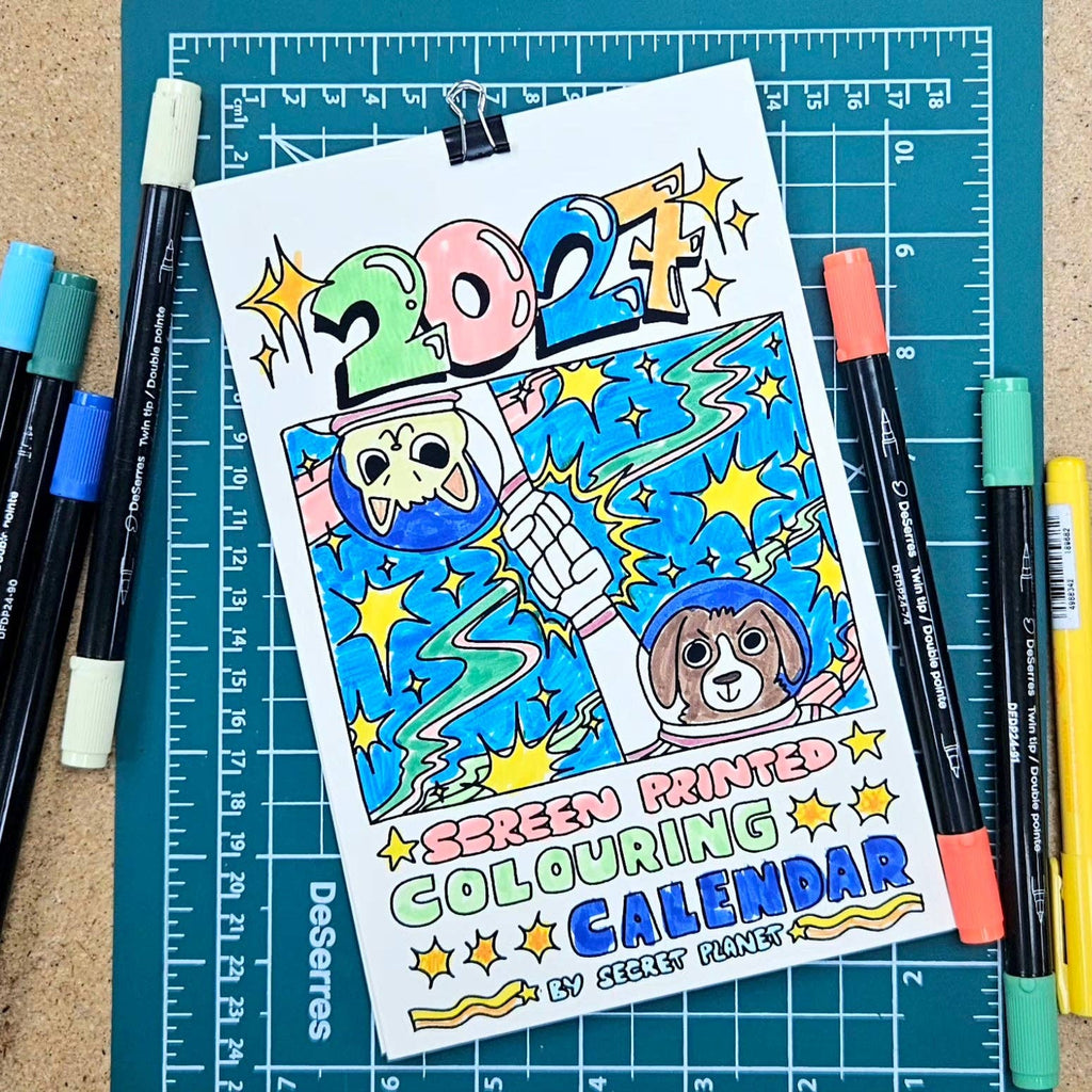 2027 Space Pals 12 Month Colouring Calendar