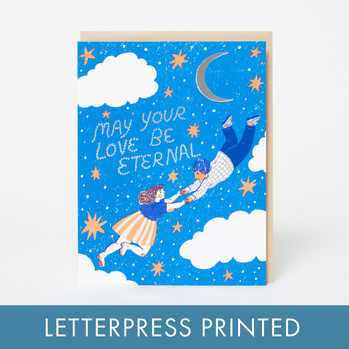 Eternal Love Letterpress Greeting Card by Phoebe Wahl: Plastic sleeve