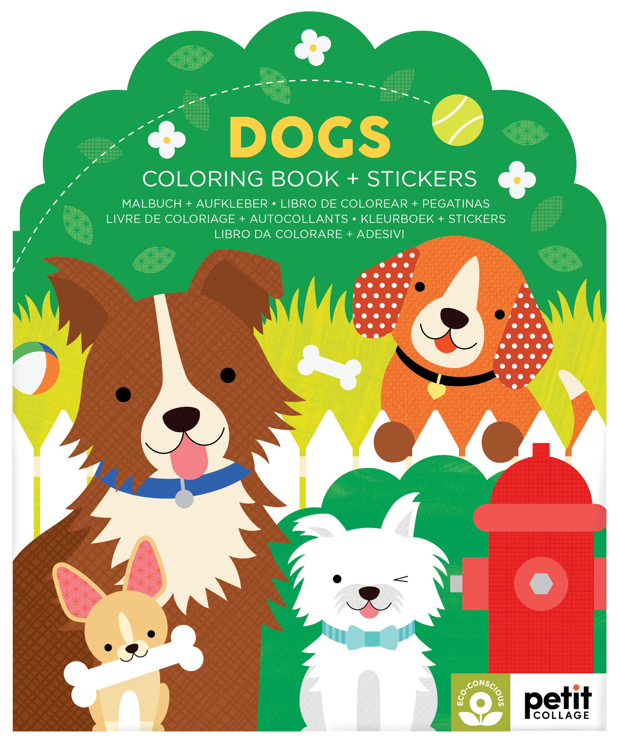 Dogs Coloring Book + Stickers