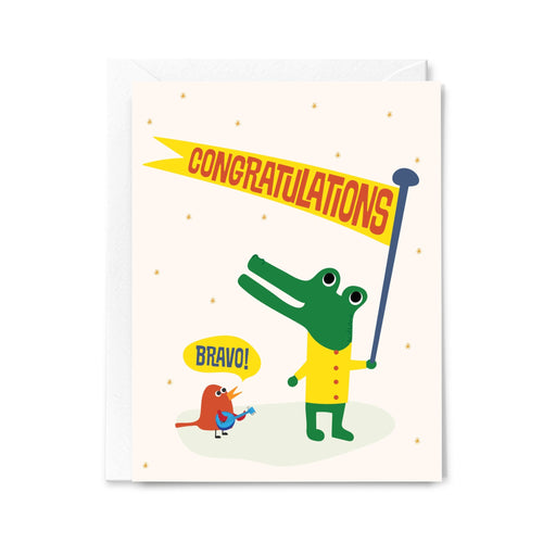 Congratulations Bravo alligator card by Happy Just Happy
